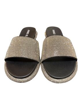 Anne Klein Rhinestone Slide Sandals Black Women’s 6 NIB